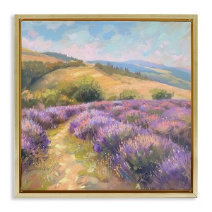 Stupell Industries Lavender Field Hills Floating Frame Canvas Art, Gold, 18" x 18" - 1 of 4