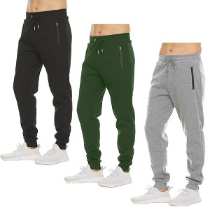 Galaxy By Harvic Pro Star Men's Slim Fit Fleece Lined Joggers-3 Pack - 1 of 4