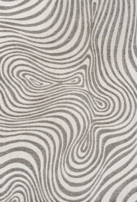 Gray and Ivory 8' x 10' Synthetic Striped Area Rug