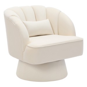 Modern Swivel Barrel Accent Chair - 360 Degree Velvet Upholstered Armchair, Plush Padding, Comfy Round Lounge Chair for Living Room, Bedroom - 1 of 4