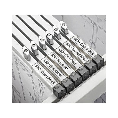 Silver Aluminum 30" Wall Mounted Blueprint Clamp Holder