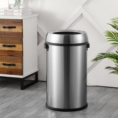 17.2-Gallon Stainless Steel Open-Top Trash Can