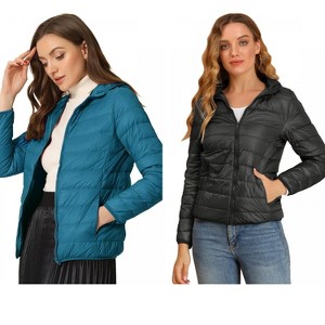 INSPIRE CHIC Women's Hooded Packable Thickened Short Down Puffer Jacket 2 Packs - 1 of 4