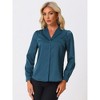 Allegra K Women's Elegant Collar V Neck Long Sleeve Work Office Satin Button Down Shirt - 3 of 4