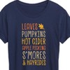 Women's - Instant Message - Fall Bucket List Leaves, Pumpkins, Hot Cider Short Sleeve Graphic T-Shirt - 2 of 4