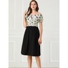 INSPIRE CHIC Women's Floral Print Square Neck Puff Sleeve Smocked Blouse - 3 of 4