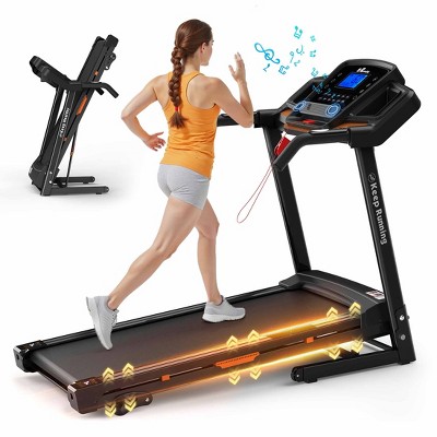 Aukfa 3.5HP Foldable Treadmill with Incline, 12 Programs, 330lb Capacity, LCD Display App Compatible for Home Gym Fitness