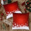 18x18 Christmas Throw Pillow Covers , Green Velvet Throw Pillows Covers Set of 2, Floral Snowflake Pillow Covers for Couch Home Decoration - 2 of 4