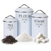 3-Piece Country Kitchen Canisters, Vintage Tea Sugar Coffee Canister Set, Rustic Farmhouse Metal Food Storage Tins for Coffee, Sugar for Kitchen - 3 of 4