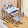 VEVOR Kids Study Chair and Desk Set, Study Desk and Chair with Table Lamp, Adjustable Height & 0-40° Tilted Desktop Kids Desk and Chair, Grey - 2 of 4