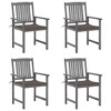 vidaXL Patio Chairs 4 Pcs - Solid Acacia Wood Gray Outdoor Chairs with Taupe Cushions - 2 of 4