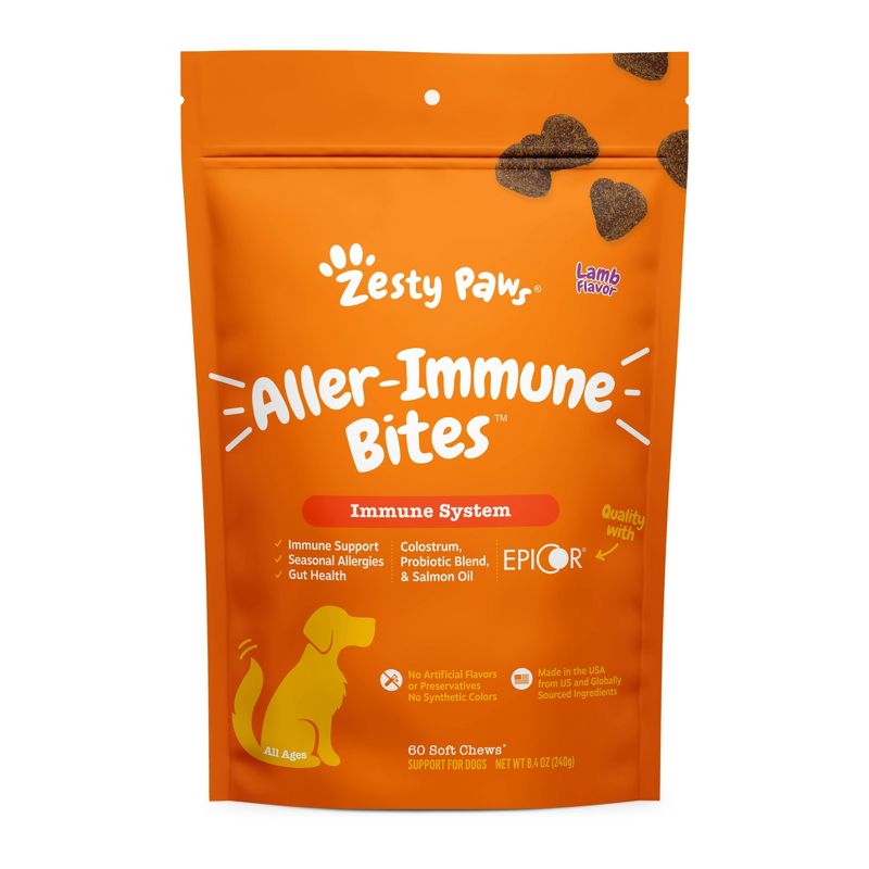 Zesty Paws Allergy and Immune Bites for Dog Lamb Flavor - 60ct, 1 of 10