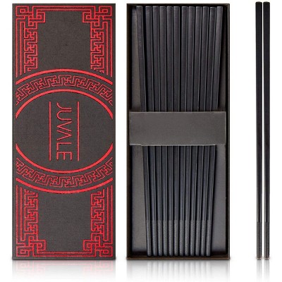 Juvale 12 Pairs Fiberglass Chopsticks with Case, Reusable (Black, 9.5 Inches)