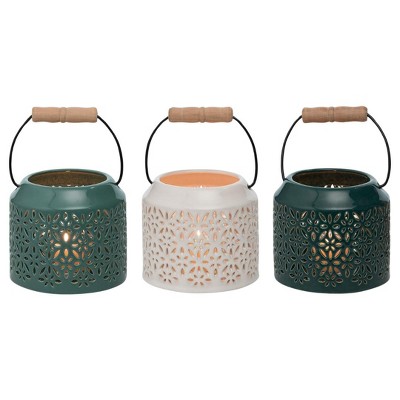 Transpac Ceramic Cut Through Coastal Lantern Set of 3 Spring Home Decorations