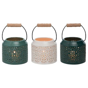 Transpac Ceramic Cut Through Coastal Lantern Set of 3 Spring Home Decorations - 1 of 1