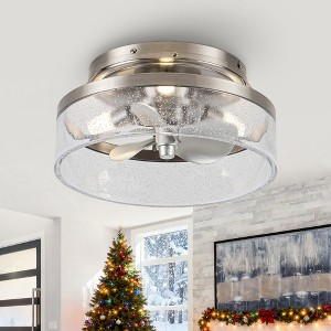 Parrot Uncle 13.2" Satin Nickel LED 3-Blade Fandelier with Light and Remote - 1 of 4