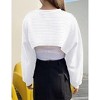 Womens Pullover Crochet Sweater Crew Neck Cropped Tops Shrugs Waffle Knit Crochet See Through Knit Top Cover Ups - 2 of 4