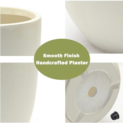 White Round Magnesium Oxide Outdoor Planter, 12.2in Height