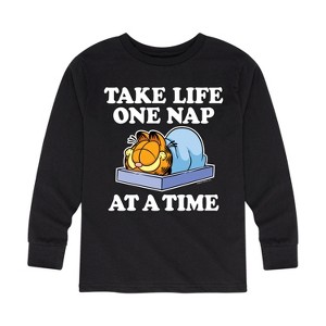 Boys' - Garfield - Take Life One Nap Long Sleeve Graphic T-Shirt - 1 of 4