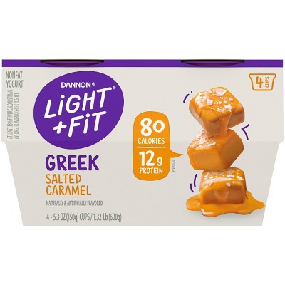 Light + Fit Nonfat Gluten-Free Salted Caramel Greek Yogurt - 4ct/5.3oz Cups