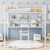 Loft Bed Twin Size with Large Desk and 2-Tier Storage Shelves, Heavy Duty Metal Loft Bed with Ladder and Guardrail for Kids and Adults - 2 of 4