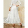 Women's Chiffon High Waist Pleated Maxi Skirt - Flowy A-Line Flared Long Skirt White - 4 of 4