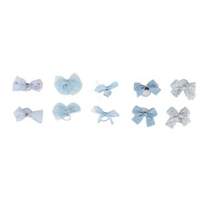 Unique Bargains Women's Fashion Cute Polka Dot Floral Hair Ropes Light Blue 10 Pcs - 1 of 3