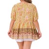 Agnes Orinda Women's Plus Size Boho Floral Print V Neck Short Sleeve Summer Peplum Blouses - 4 of 4