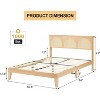 Homhougo Rattan Queen Bed Frame with Headboard, Natural Bed Frames with LED Lights and Storage Headboard, Solid Wood Legs, Noise Free - 2 of 4