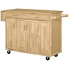 HOMCOM Wooden Rolling Kitchen Island Utility Storage Cart on Wheels with Drawers, Door Cabinets, and Knife Block for Dining Room - 4 of 4