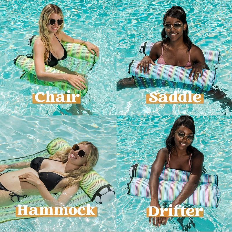Syncfun 2 Sets 4-in-1 Hammock Inflatable Pool Float with Air Pump, Premium Swimming Pool Lounger, Multi-Purpose Pool Hammock, 3 of 8
