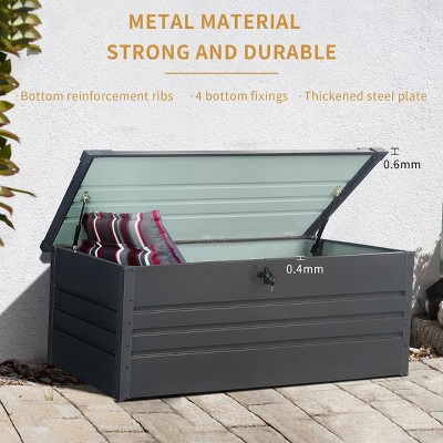260 Gallon Outdoor Metal Poolside Deck Box,Extra Large Waterproof Storage Box with Lockable Storage Container,Modern Patio Storage Box-Coolbibila