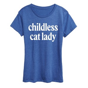 Women's - Instant Message - Childless Cat Lady White Short Sleeve Graphic T-Shirt - 1 of 4