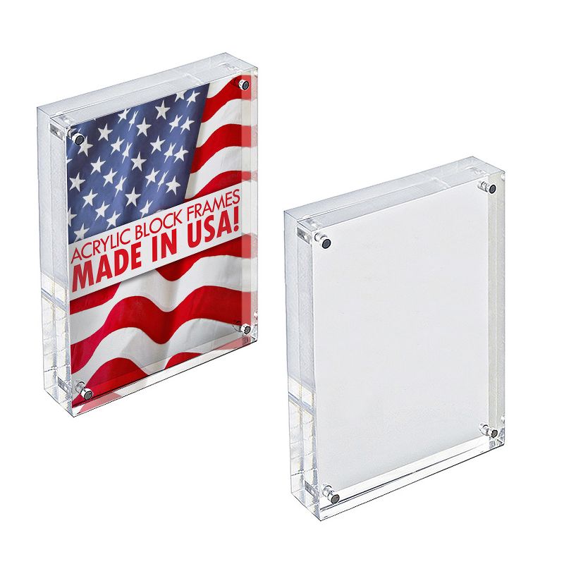 Azar Displays Clear Acrylic Magnetic Photo Block Frame Set with TWO 5x7 size Frames, 4 of 12