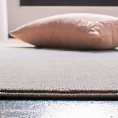 Ivory and Taupe Abstract Square Synthetic Rug 3' x 3'