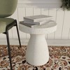 LeisureMod 16” Wide Round Side Table in Fiberstone with Hourglass Pedestal Design for Indoor and Outdoor Use Wisp Collection in Terrazzo - image 4 of 4