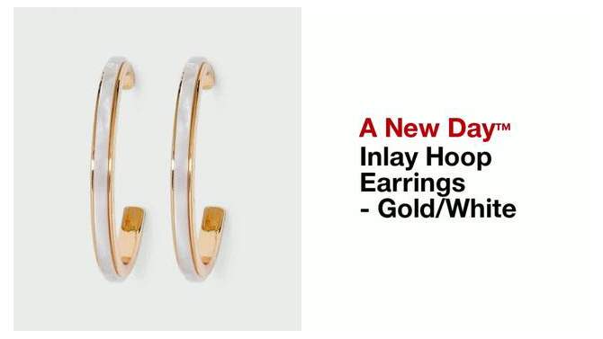 Inlay Hoop Earrings - A New Day&#8482; Gold/White, 2 of 23, play video