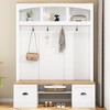 PAGED Freestanding Coat Racks with Wood Grain Bench and Top,Hall Tree with 4 Hooks and Shell Handles,Entryway Furniture for Hanging Clothes - 2 of 4