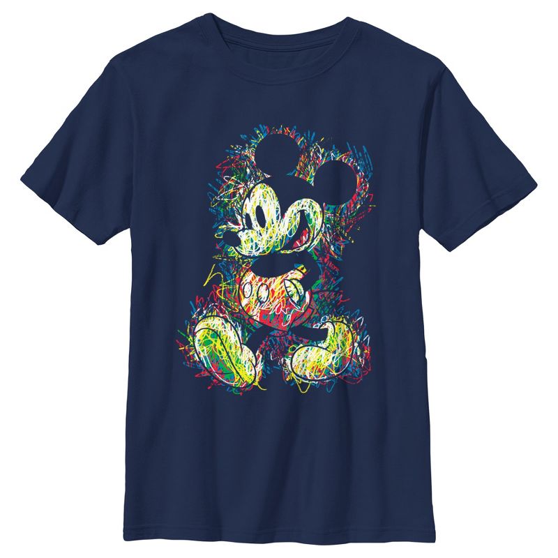 Boy's Mickey & Friends Retro Mickey Scribbles T-Shirt, 1 of 5