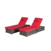 PAGED Outdoor Chaise Lounge Set of 2 Beach Rattan Recliners with Storage Tanning Lounges with Adjustable Backrest for Garden - 3 of 4