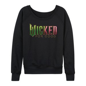Women's - Wicked - For Good Logo Lightweight French Terry Wide Neck Long Sleeve Graphic Shirt - 1 of 4