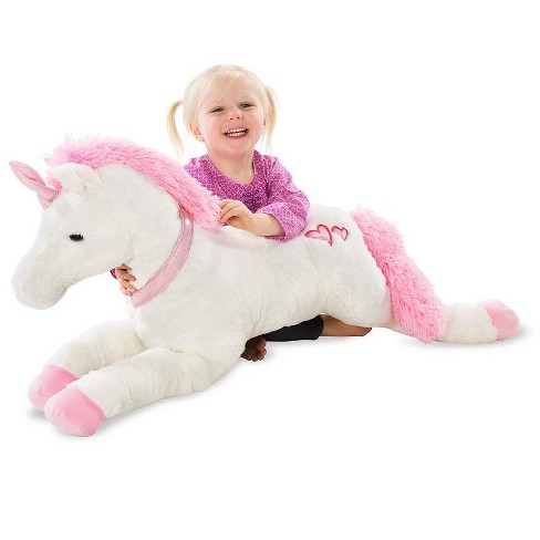 Hearthsong - Large Super Soft Dazzle The Plush Unicorn With Embroidered  Hearts And Sparkly Pink Horn And Collar : Target