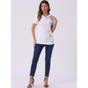 INSPIRE CHIC Women's Cowl Neck Short Sleeve Button Decor Ruched Front Casual  Basic T-shirt - 4 of 4