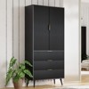 FONTOI Storage Cabinet, Organizers and Storage with Doors and Shelves,  Fluted Buffet Cabinet with 3-layer Partitions, Black, 31.5*15.7*71 - 2 of 4