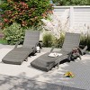 Set Of 2 Outdoor Wicker Chaise Lounge Chairs With Adjustable Backrest,Patio Rattan Reclining Chair With Pull-out Side Table -Maison Boucle - 3 of 4