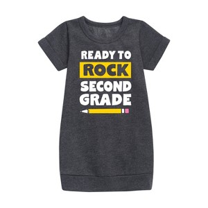 - Instant Message - Ready To Rock Second Grade Graphic Short Sleeve Fleece Dress - 1 of 4