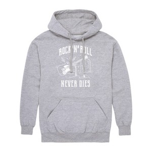 Men's - Instant Message - Rock N Roll Never Dies Graphic Fleece Pullover Hoodie - 1 of 4