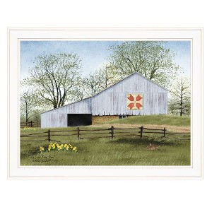 PAGED Modern Framed Wall Art for Living Room, Boho Wall Decor– "Tulip Quilt Block Barn" by Billy Jacobs, Hang Framed Print, Bathroom Wall Decor - 1 of 2