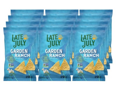 Late July Snacks Garden Ranch Tortilla Chips - Case of 12/7.8 oz