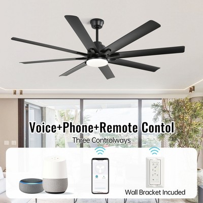 Sofucor Large Smart APP 8 Arms Fan 66'' Ceiling Fan with LED Light Kit & Remote Control LED Light Chandelier Industrial Ceiling Fan Quiet DC Motor